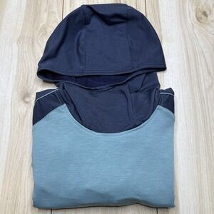 Flylow Performance Lightweight Mock Neck Hoodie Blue Women Size Medium